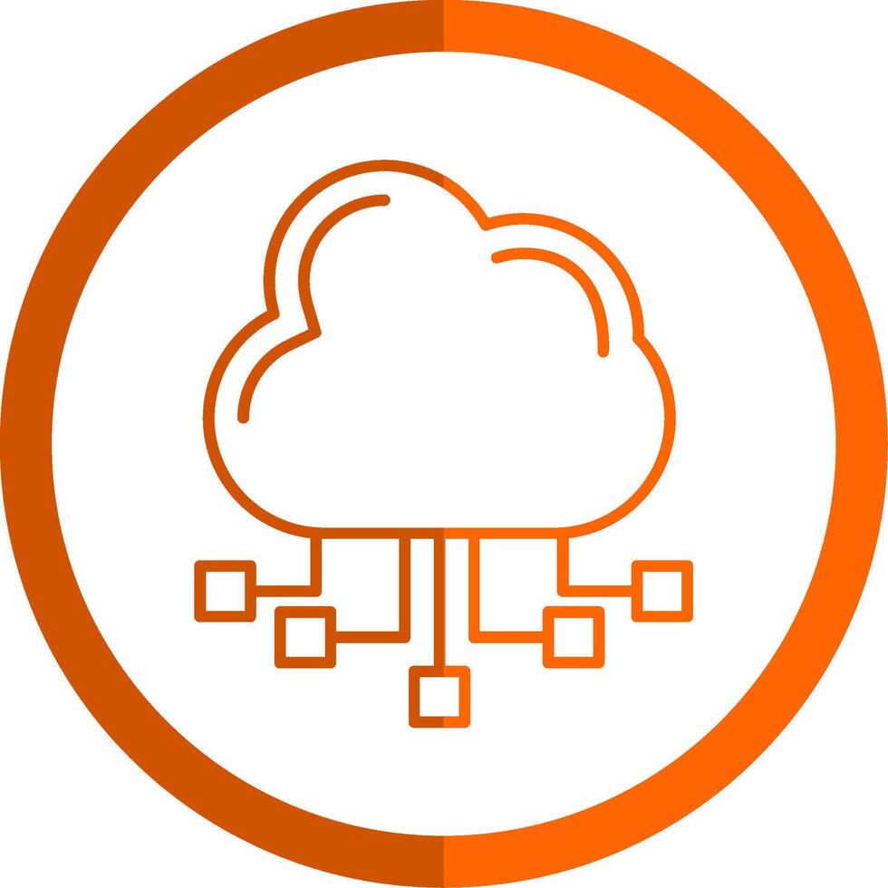 Cloud Server Line Orange Circle Icon vector