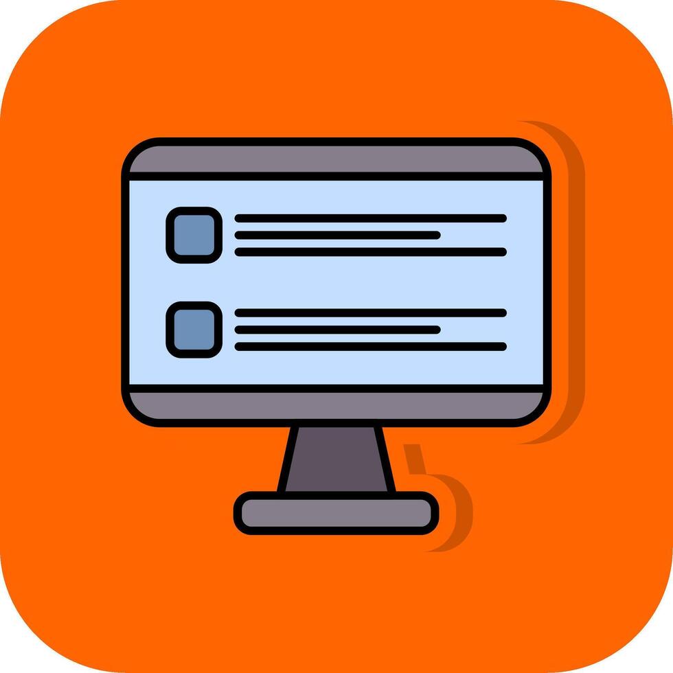 Computer Filled Orange background Icon vector