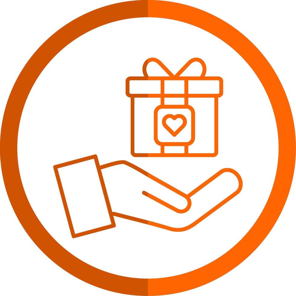 Gift Line Orange Circle Icon vector