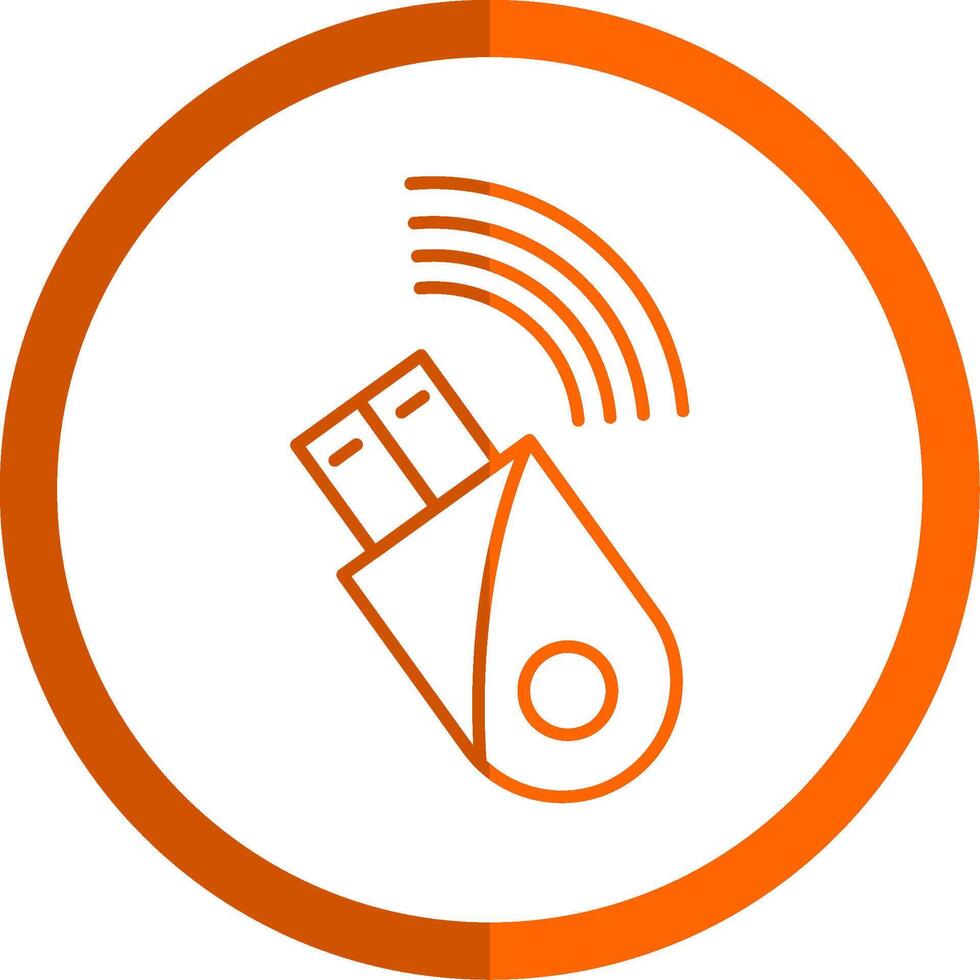 Usb Modem Line Orange Circle Icon vector