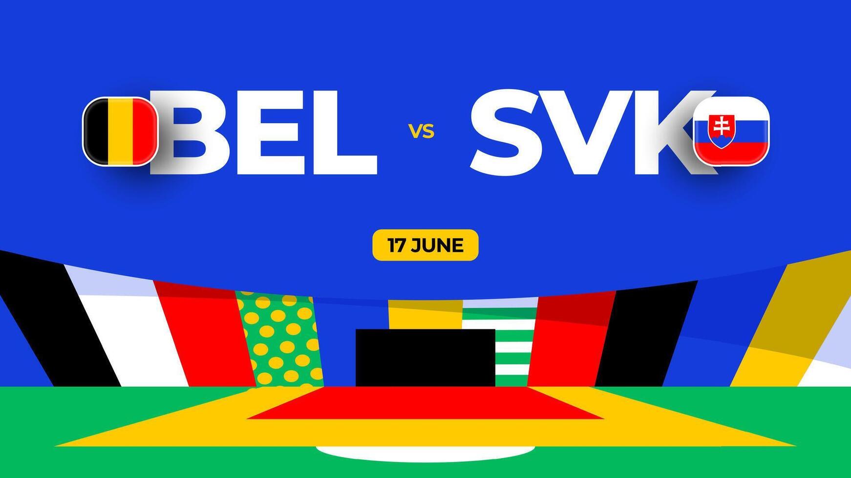 Belgium vs Slovakia football 2024 match versus. 2024 group stage championship match versus teams intro sport background, championship competition vector