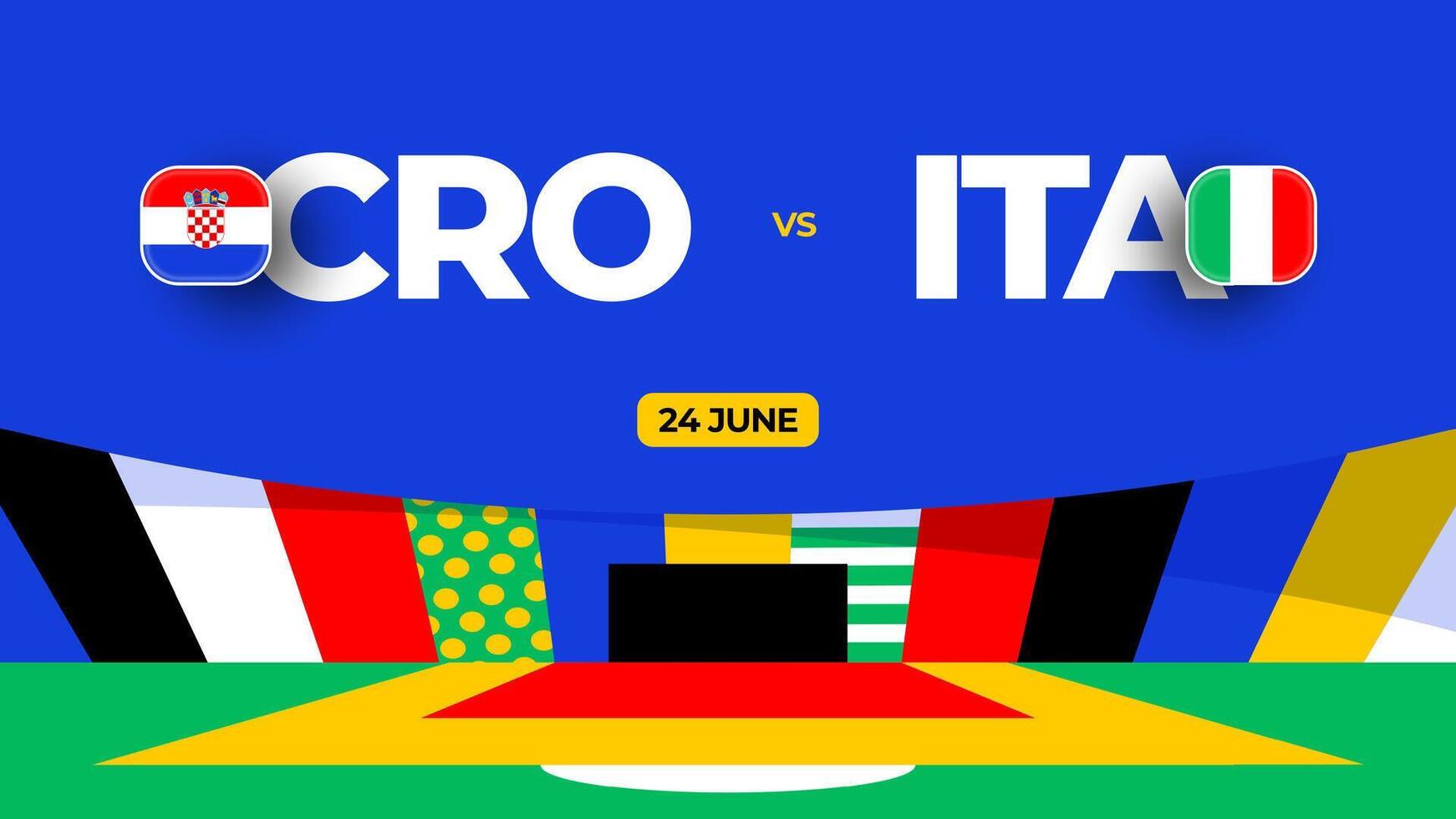 Croatia vs Italy football 2024 match versus. 2024 group stage championship match versus teams intro sport background, championship competition vector