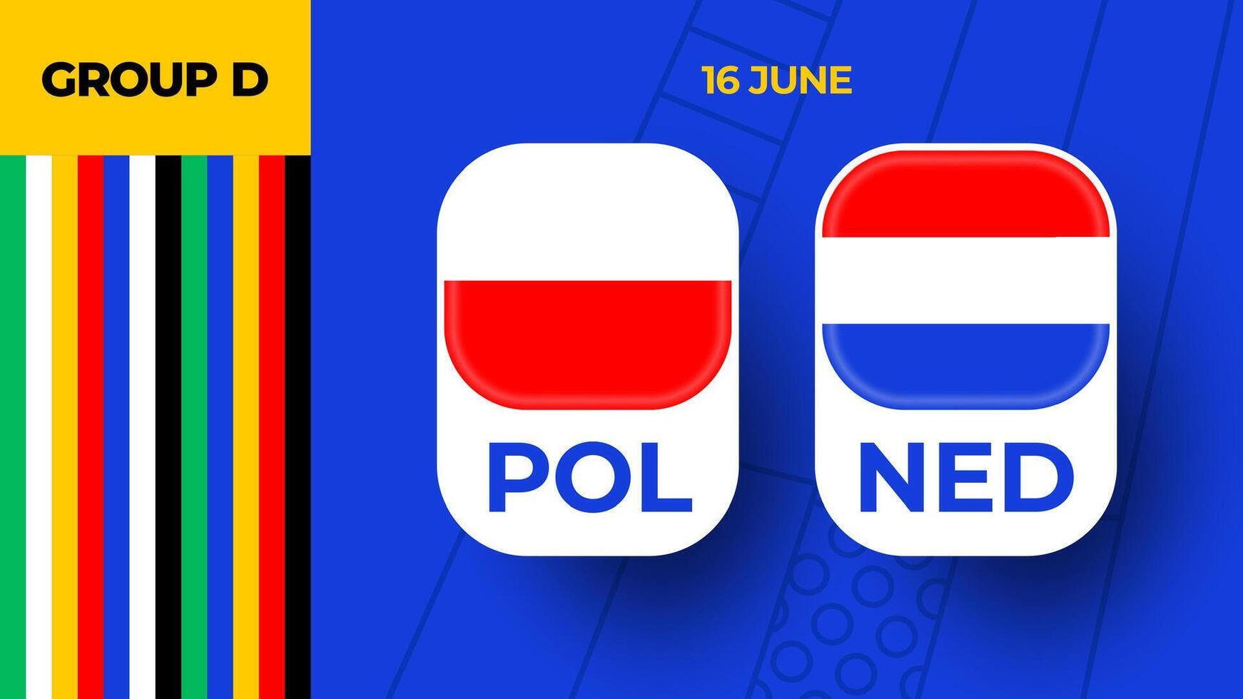 Polonia vs Países Bajos fútbol americano 2024 partido versus. 2024 grupo etapa campeonato partido versus equipos introducción deporte fondo, campeonato competencia vector