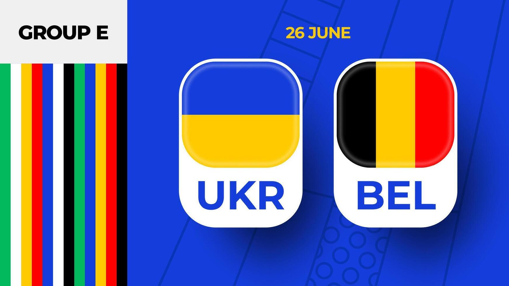 Ukraine vs Belgium football 2024 match versus. 2024 group stage championship match versus teams intro sport background, championship competition vector