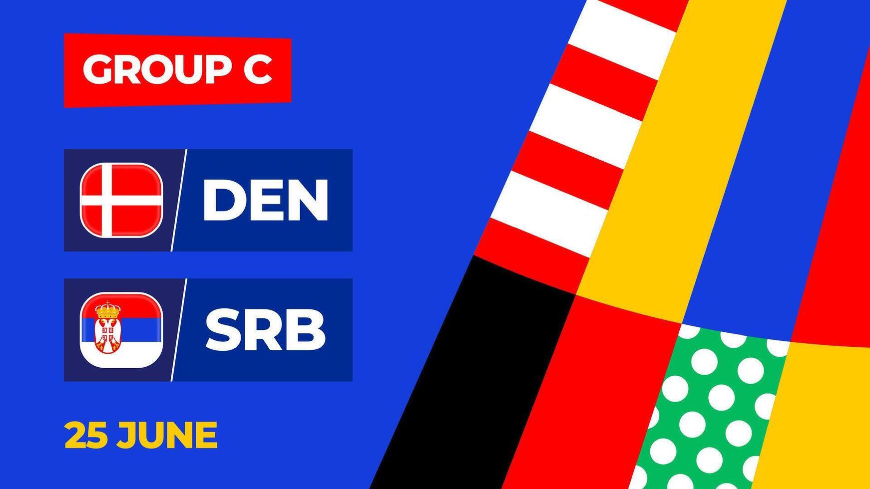 Dinamarca vs serbia fútbol americano 2024 partido versus. 2024 grupo etapa campeonato partido versus equipos introducción deporte fondo, campeonato competencia vector