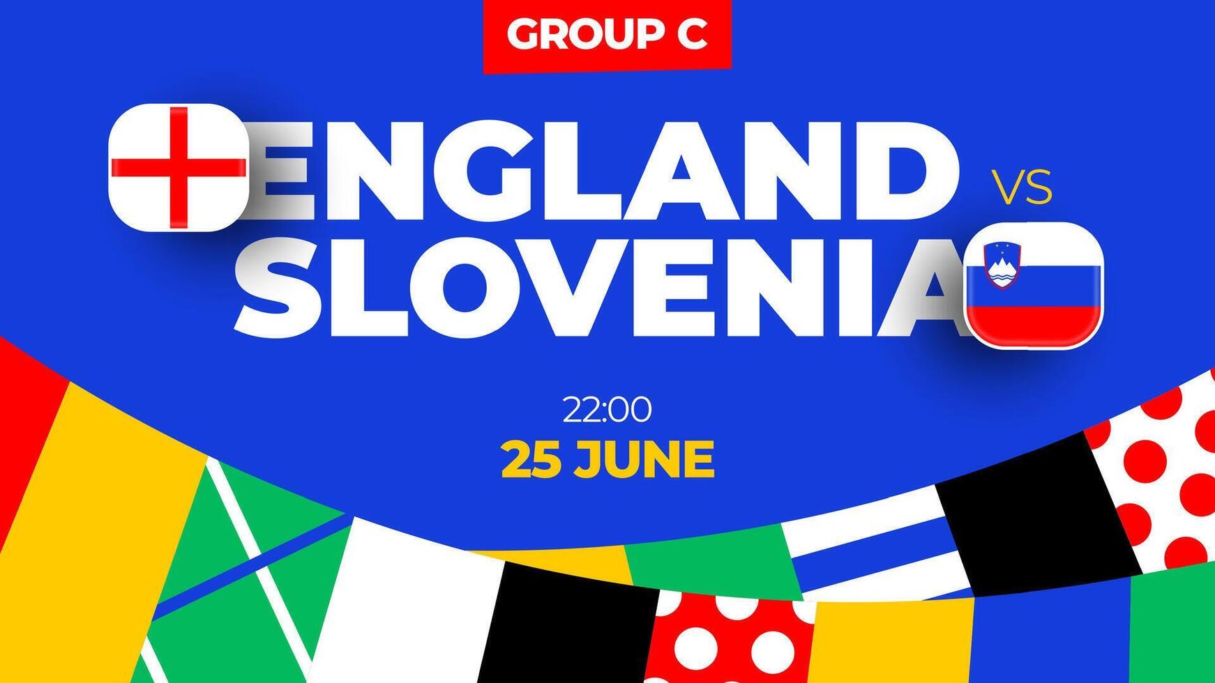 England vs Slovenia football 2024 match versus. 2024 group stage championship match versus teams intro sport background, championship competition vector