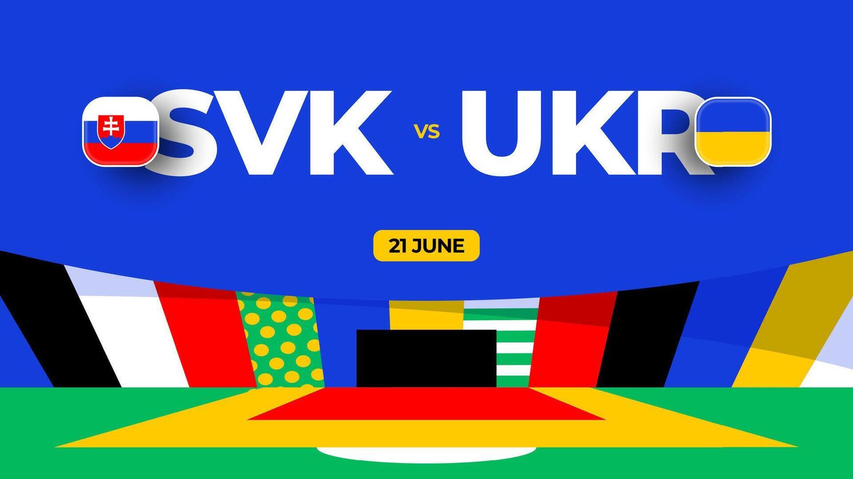 Slovakia vs Ukraine football 2024 match versus. 2024 group stage championship match versus teams intro sport background, championship competition vector