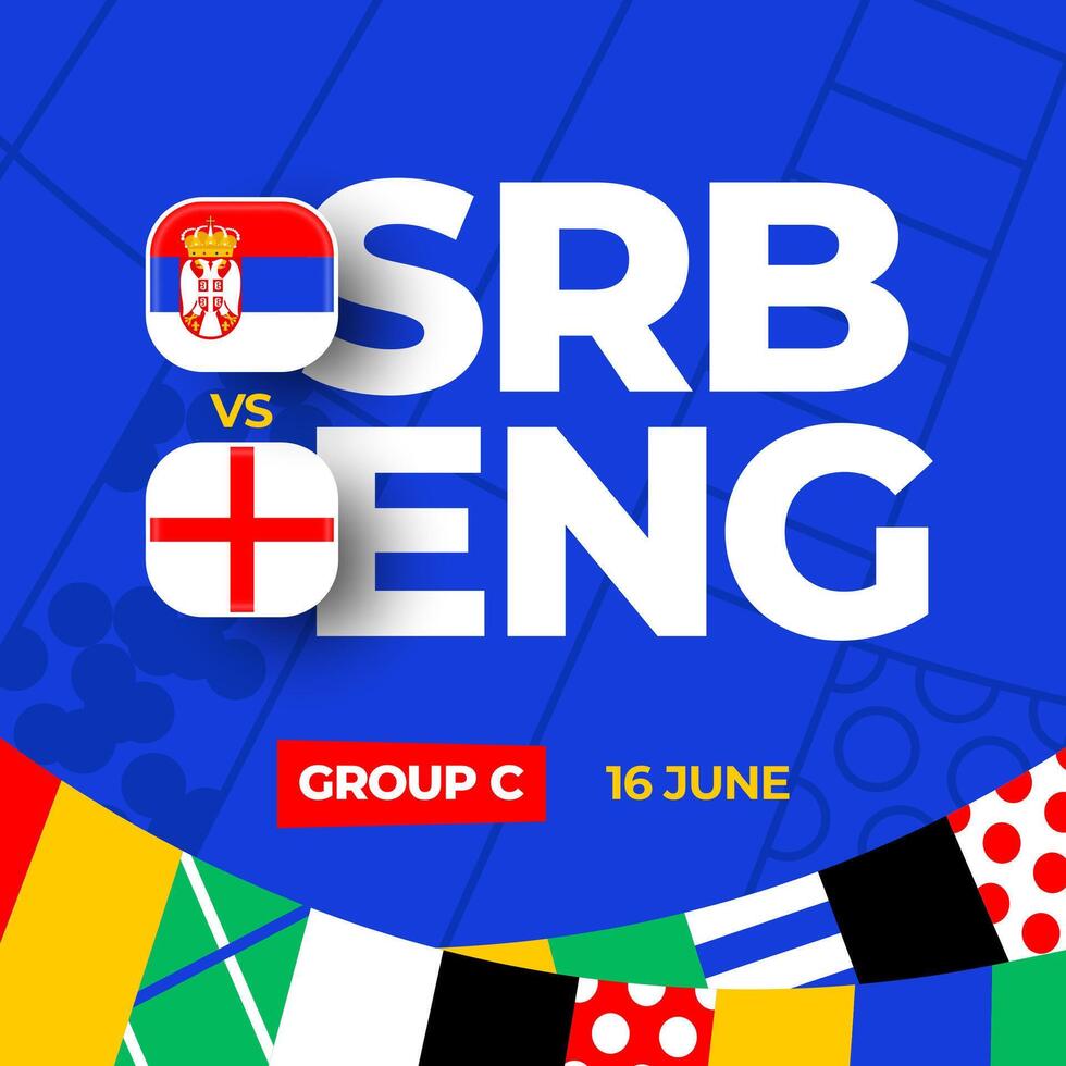 Serbia vs england football 2024 match versus. 2024 group stage championship match versus teams intro sport background, championship competition vector