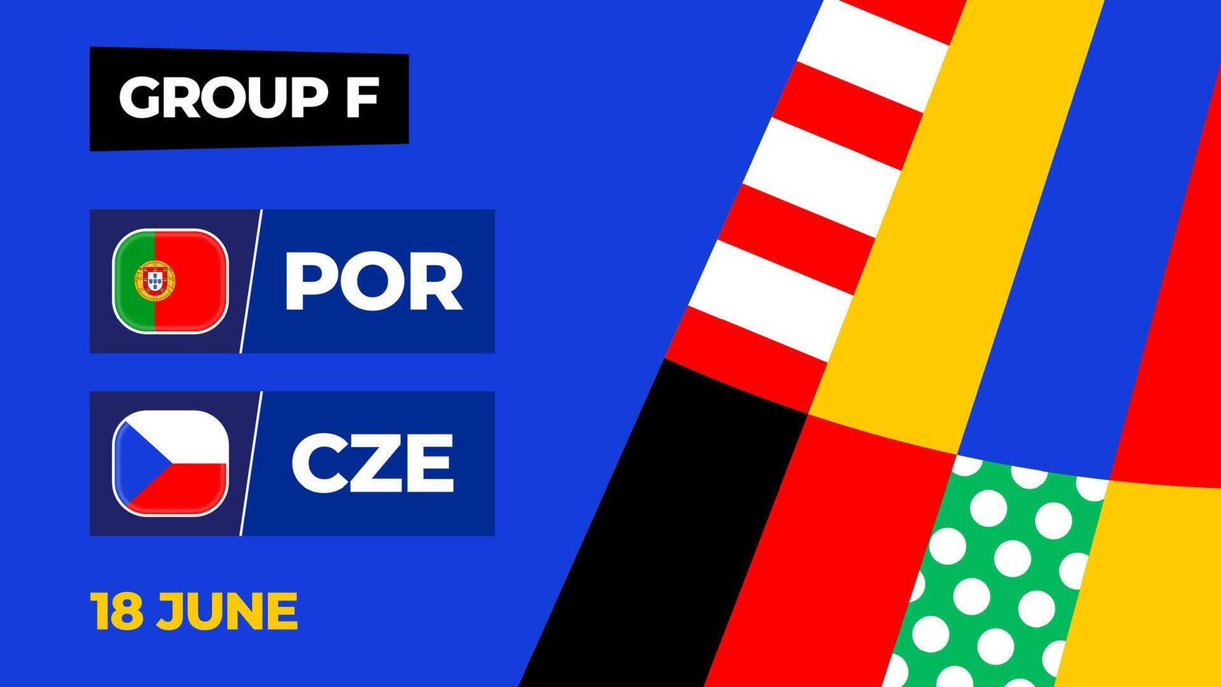 Portugal vs Chequia fútbol americano 2024 partido versus. 2024 grupo etapa campeonato partido versus equipos introducción deporte fondo, campeonato competencia vector