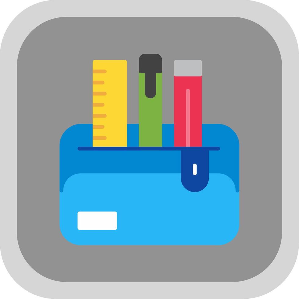 Pencil Case Flat Round Corner Icon vector