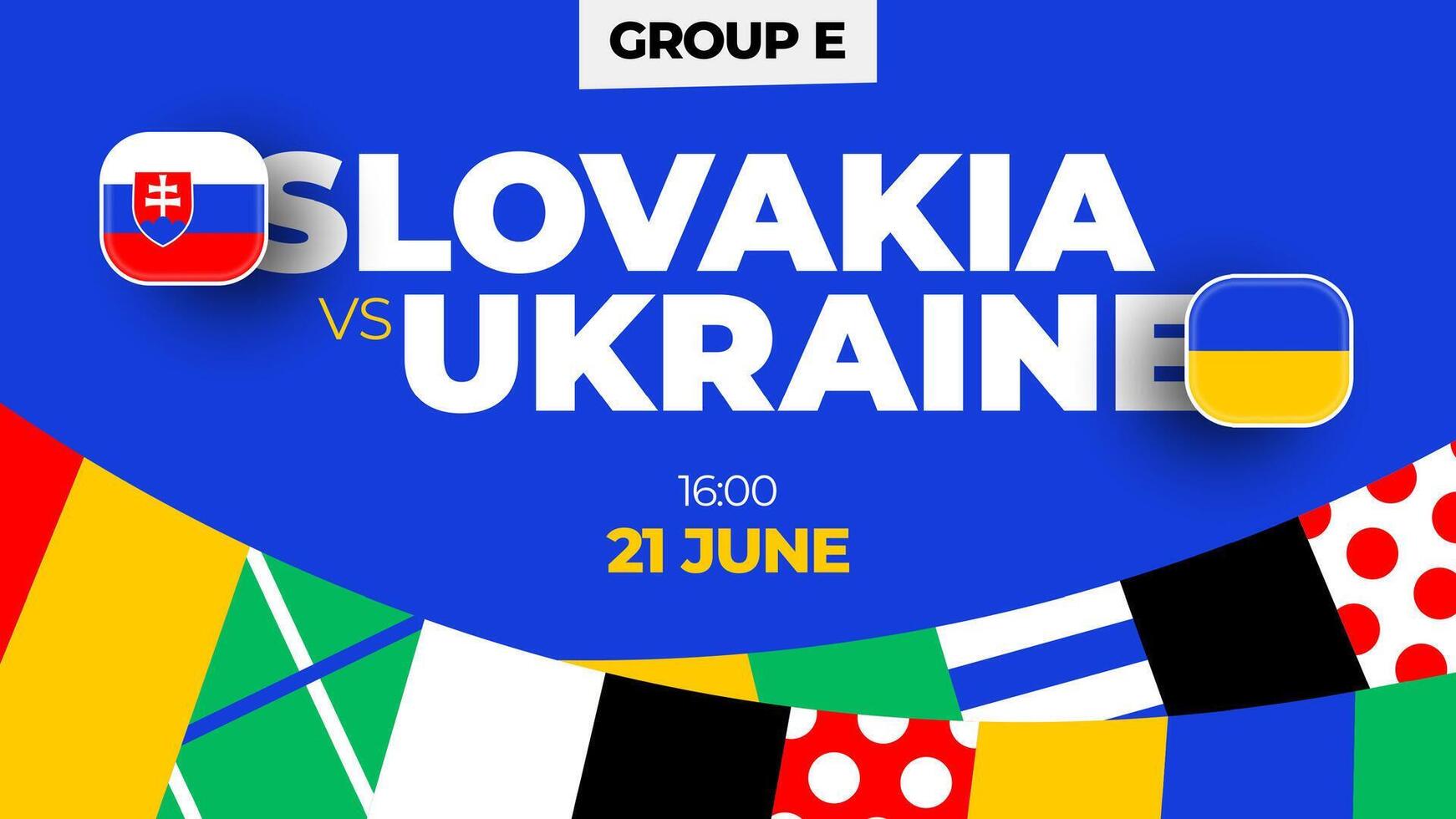 Slovakia vs Ukraine football 2024 match versus. 2024 group stage championship match versus teams intro sport background, championship competition vector