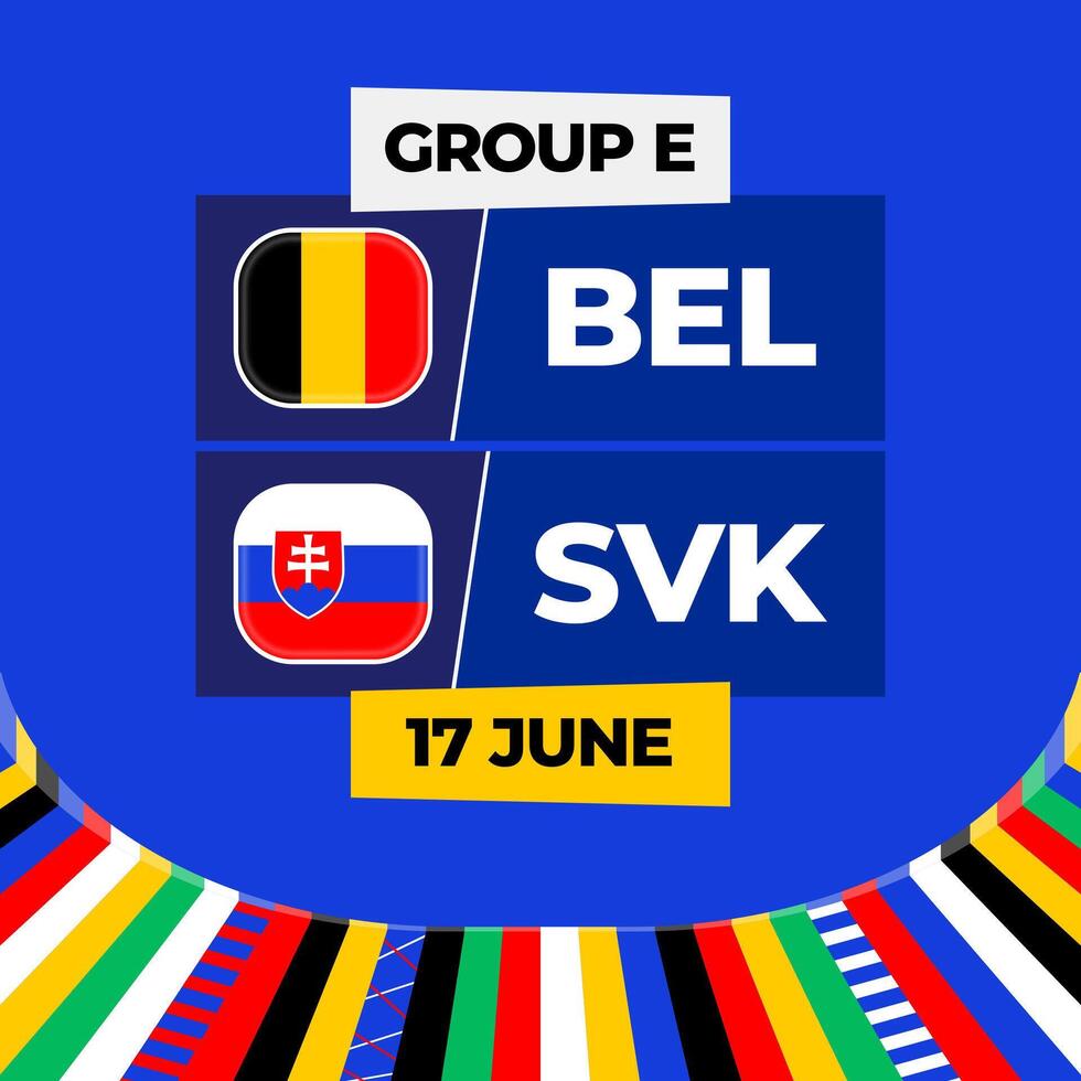 Belgium vs Slovakia football 2024 match versus. 2024 group stage championship match versus teams intro sport background, championship competition vector