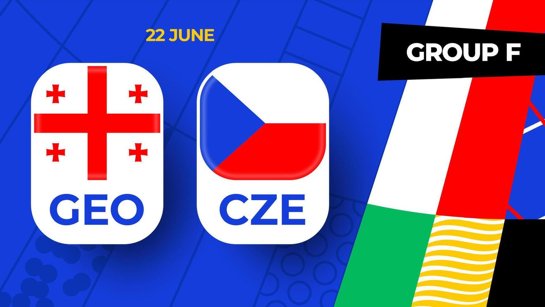 Georgia vs Czechia football 2024 match versus. 2024 group stage championship match versus teams intro sport background, championship competition vector