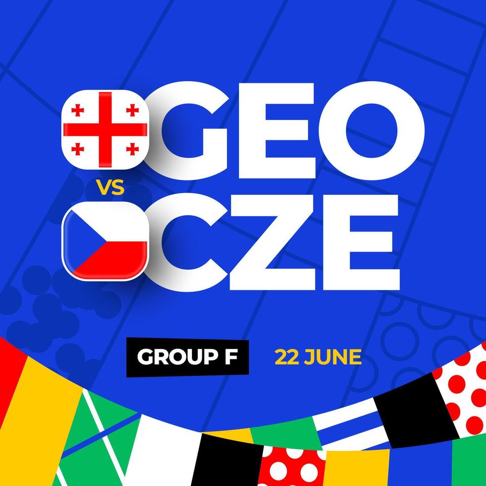 Georgia vs Czechia football 2024 match versus. 2024 group stage championship match versus teams intro sport background, championship competition vector