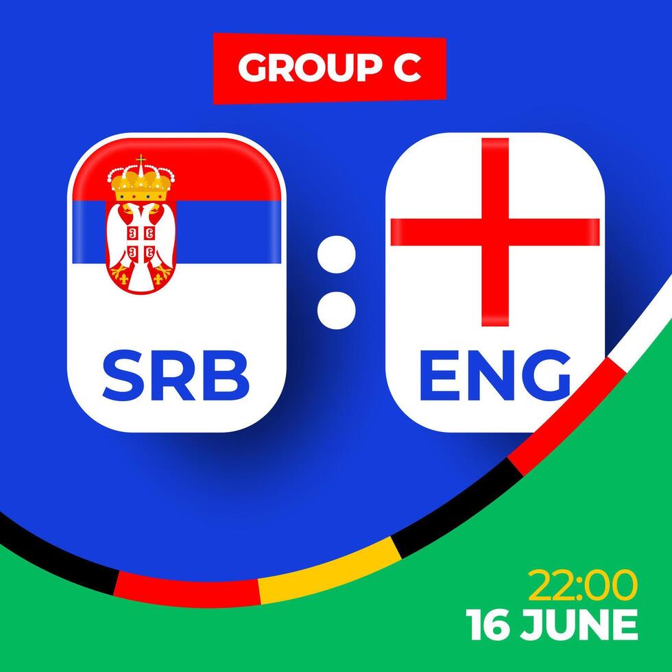 Serbia vs england football 2024 match versus. 2024 group stage championship match versus teams intro sport background, championship competition vector