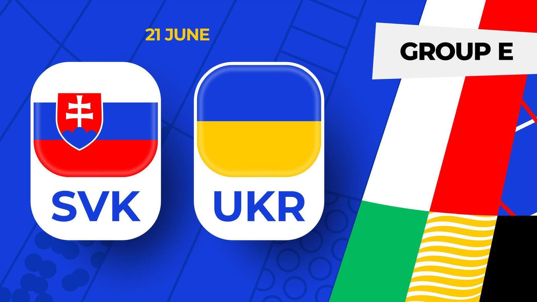 Eslovaquia vs Ucrania fútbol americano 2024 partido versus. 2024 grupo etapa campeonato partido versus equipos introducción deporte fondo, campeonato competencia vector