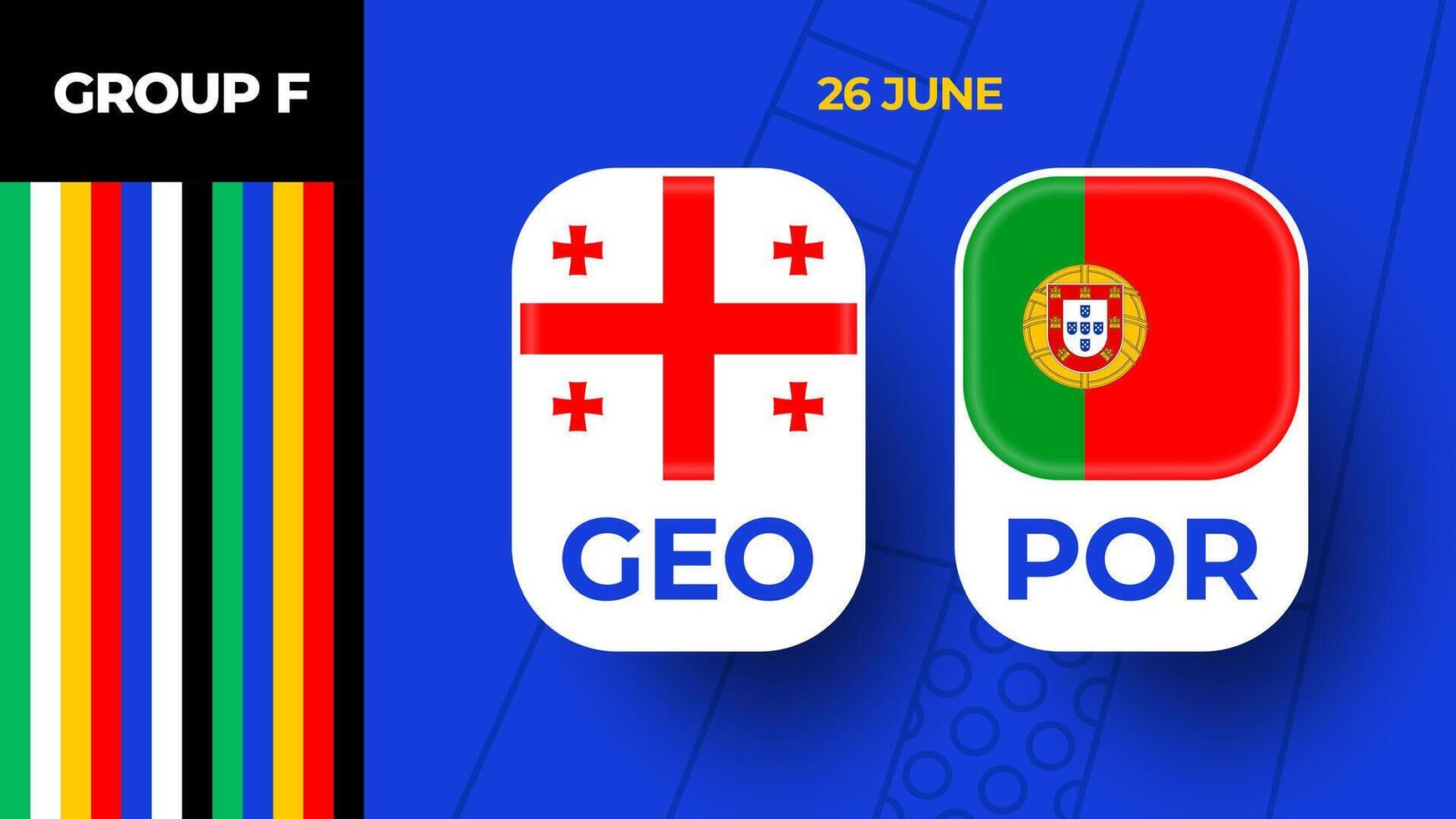Georgia vs Portugal football 2024 match versus. 2024 group stage championship match versus teams intro sport background, championship competition vector