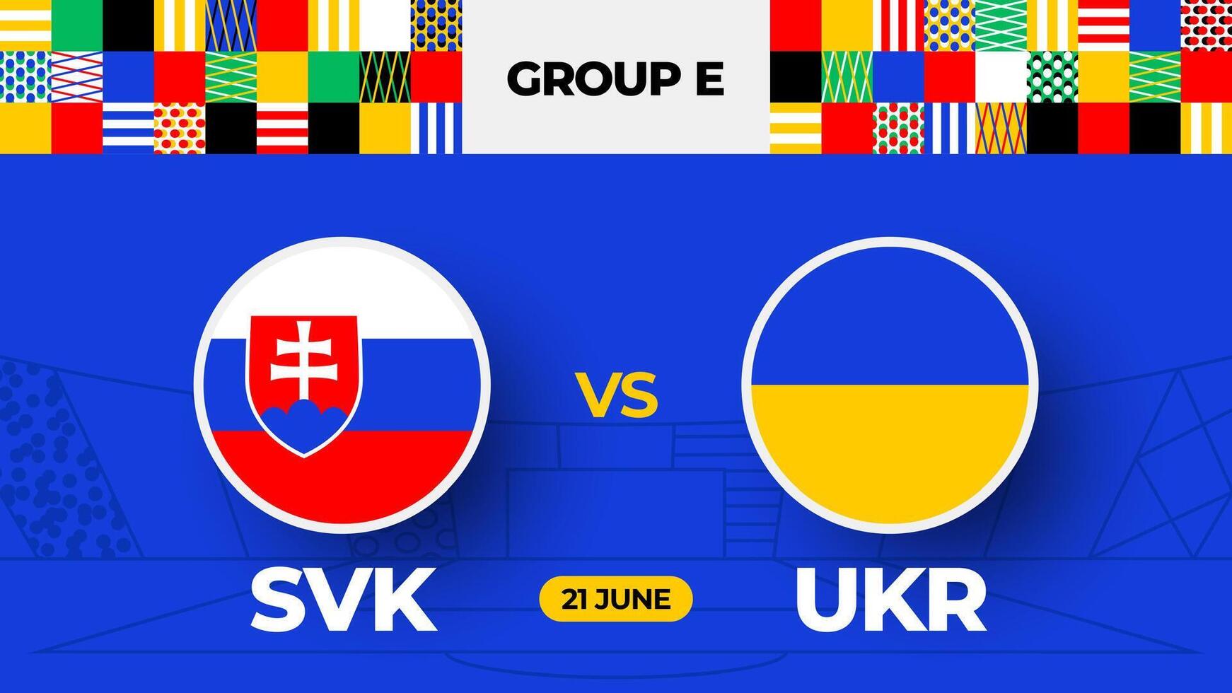 Eslovaquia vs Ucrania fútbol americano 2024 partido versus. 2024 grupo etapa campeonato partido versus equipos introducción deporte fondo, campeonato competencia vector