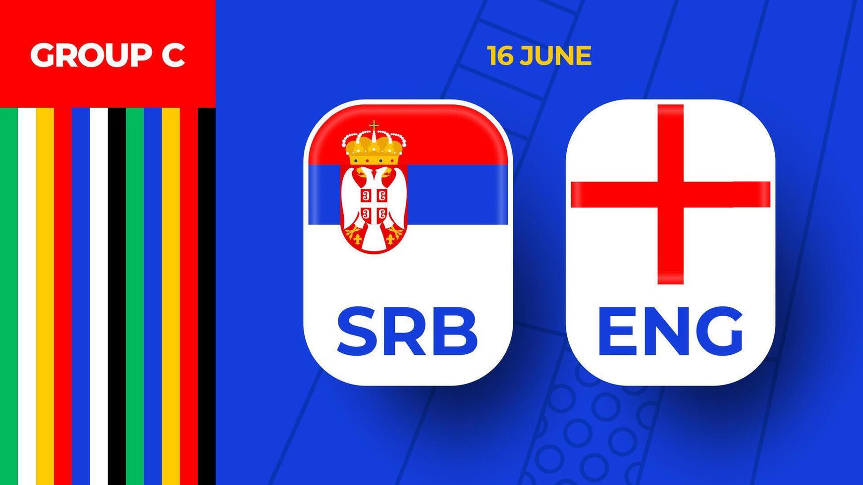 serbia vs Inglaterra fútbol americano 2024 partido versus. 2024 grupo etapa campeonato partido versus equipos introducción deporte fondo, campeonato competencia vector
