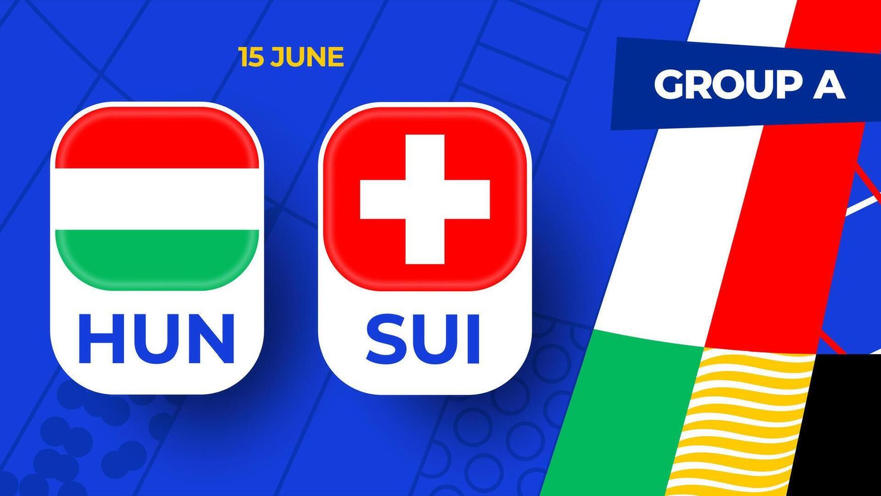Hungary vs Switzerland football 2024 match versus. 2024 group stage championship match versus teams intro sport background, championship competition vector
