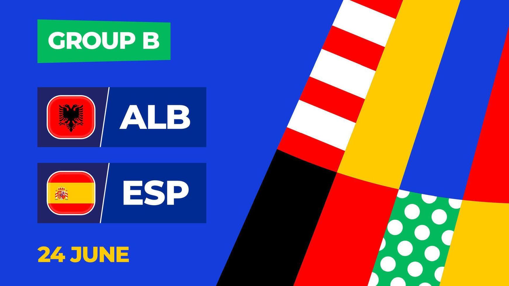 Albania vs España fútbol americano 2024 partido versus. 2024 grupo etapa campeonato partido versus equipos introducción deporte fondo, campeonato competencia vector