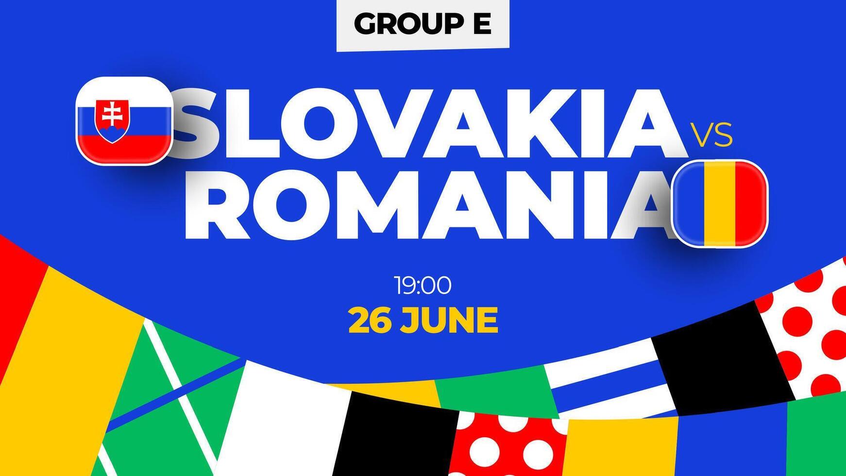 Eslovaquia vs Rumania fútbol americano 2024 partido versus. 2024 grupo etapa campeonato partido versus equipos introducción deporte fondo, campeonato competencia vector