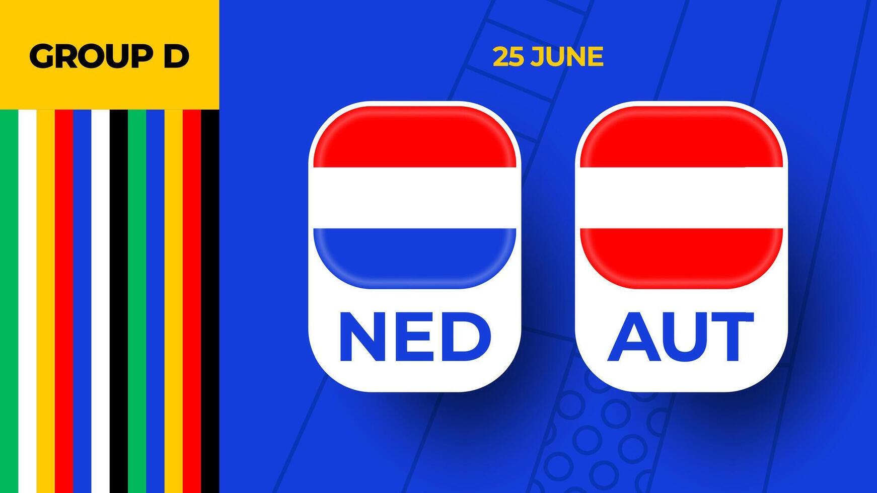 Netherlands vs Austria football 2024 match versus. 2024 group stage championship match versus teams intro sport background, championship competition vector