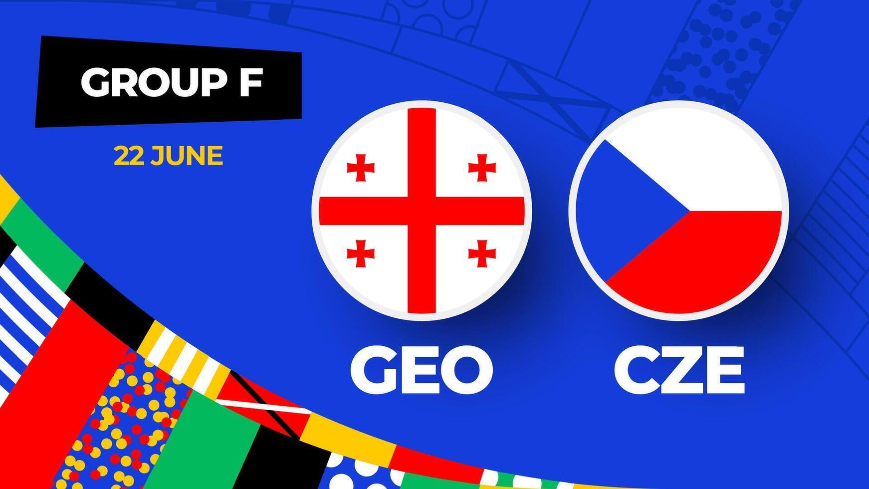 Georgia vs Chequia fútbol americano 2024 partido versus. 2024 grupo etapa campeonato partido versus equipos introducción deporte fondo, campeonato competencia vector