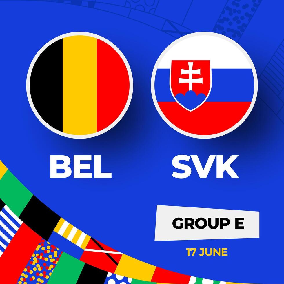 Belgium vs Slovakia football 2024 match versus. 2024 group stage championship match versus teams intro sport background, championship competition vector