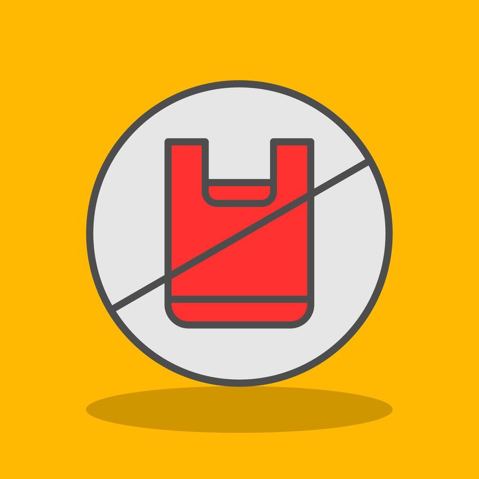 No Plastic Bag Filled Shadow Icon vector