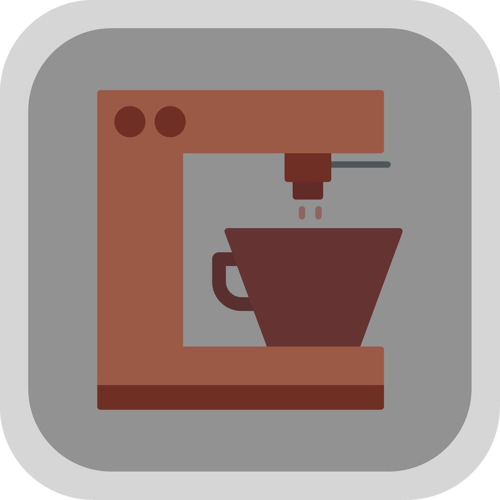 Coffee Machine Flat Round Corner Icon vector