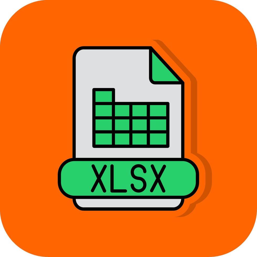 Xlsx Filled Orange background Icon vector