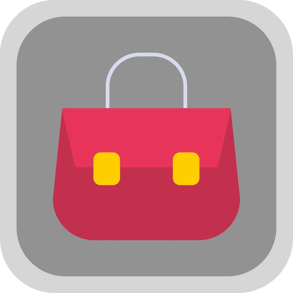 Shoulder Bag Flat Round Corner Icon vector