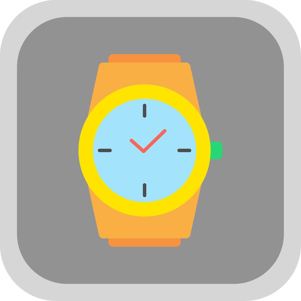 Stylish Watch Flat Round Corner Icon vector