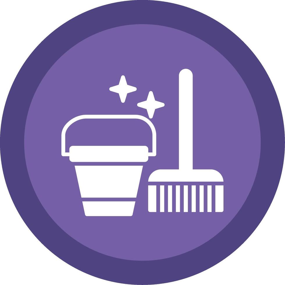 Cleaning Tools Glyph Multi Circle Icon vector