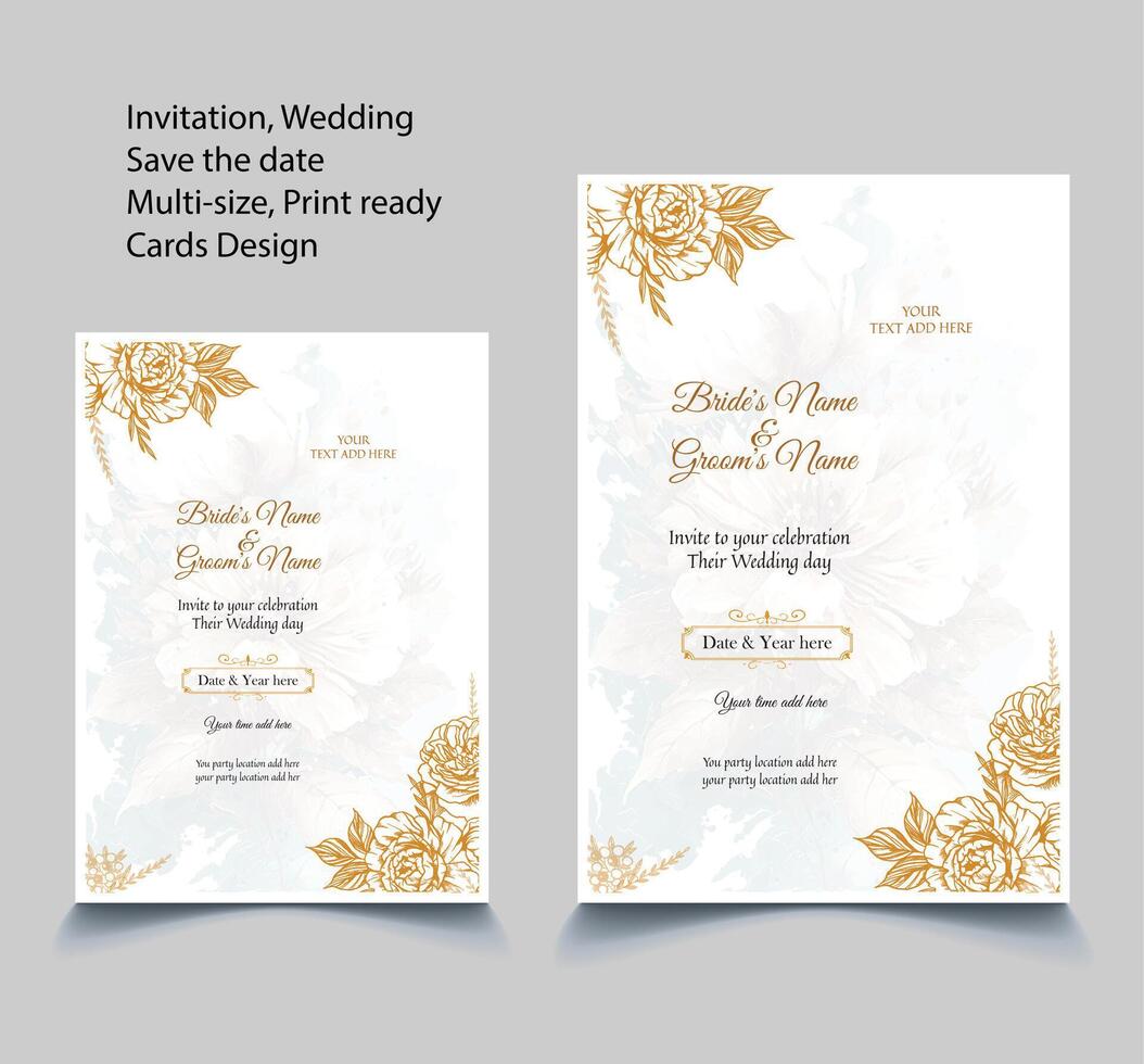 Free beautiful and elegant floral hand drawn wedding invitation card template design vector