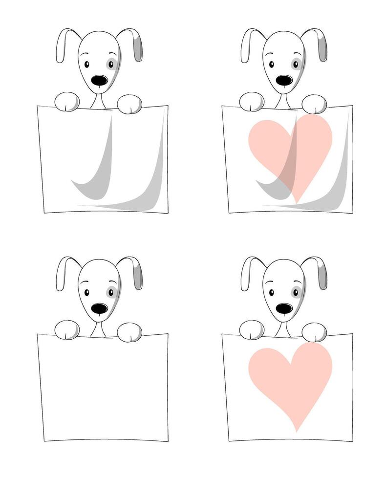 Cartoon dog holding a heart sign illustration vector