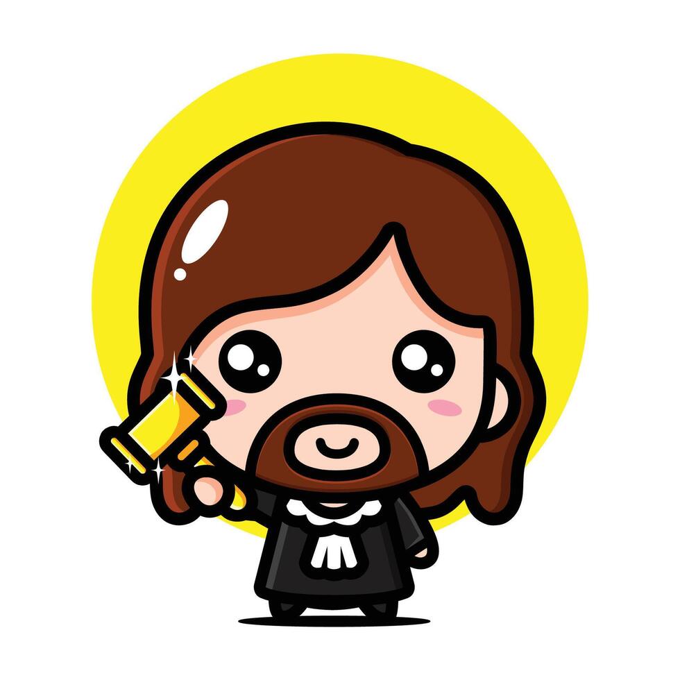 cute jesus wearing judge clothes vector