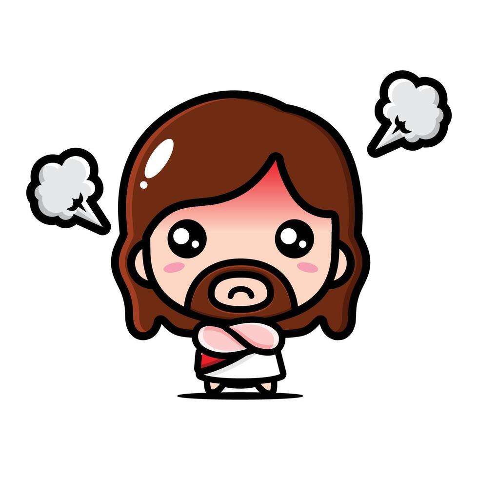 cute jesus with angry expression vector