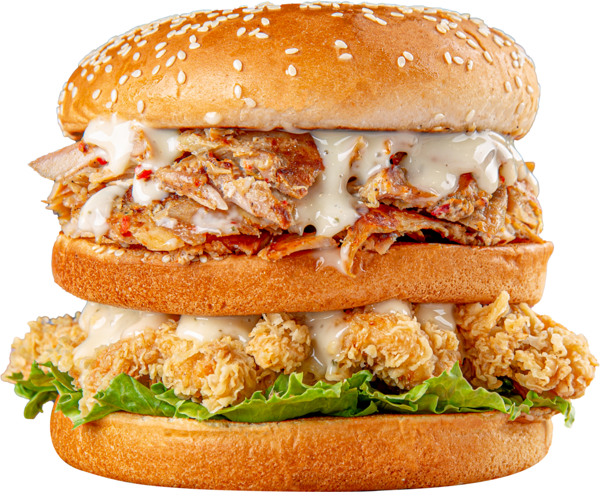 Chicken shawarma sandwich with crispy chicken png