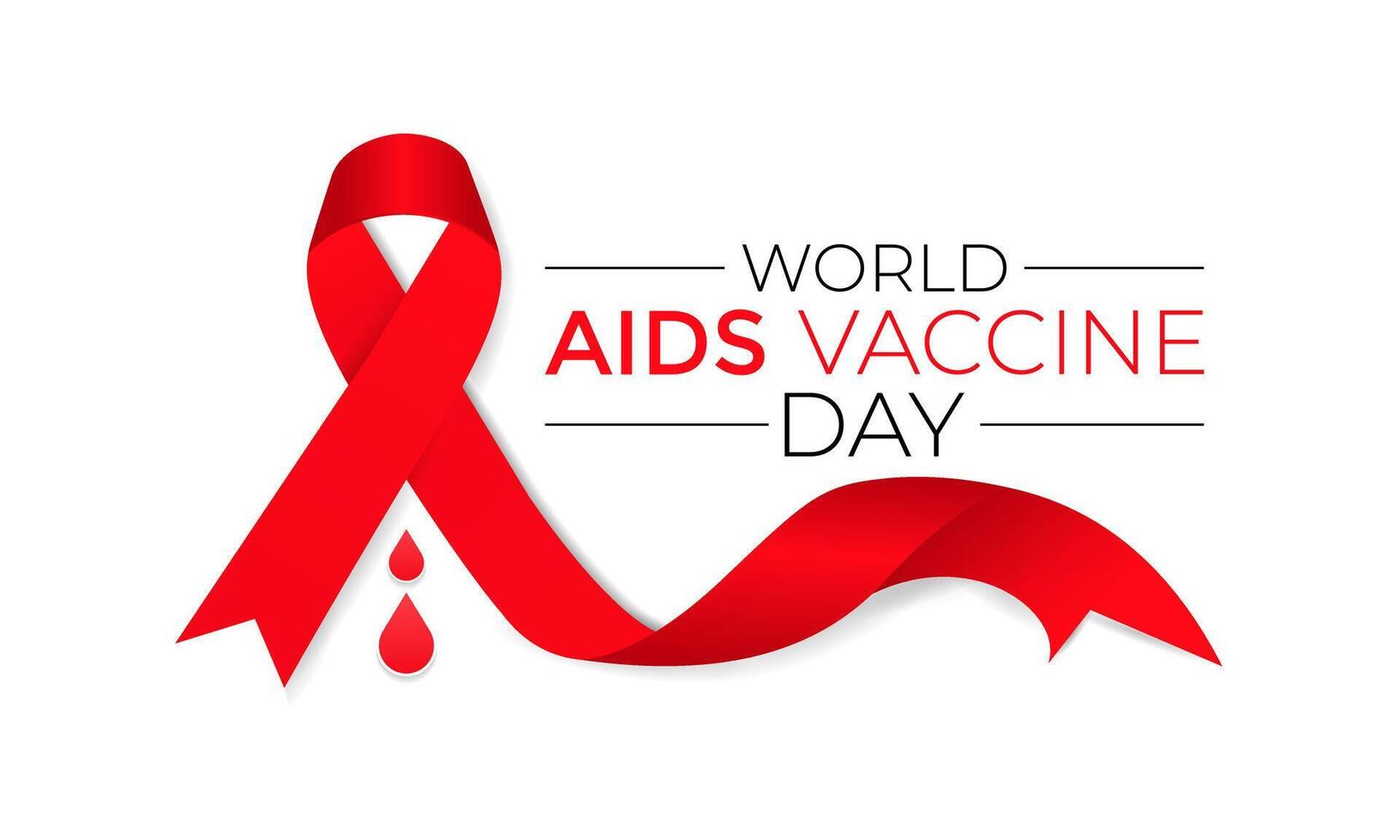 World aids vaccine day celebration. Red AIDS Ribbon and HIV vaccine awareness illustration . flat design. flyer design.flat illustration. vector