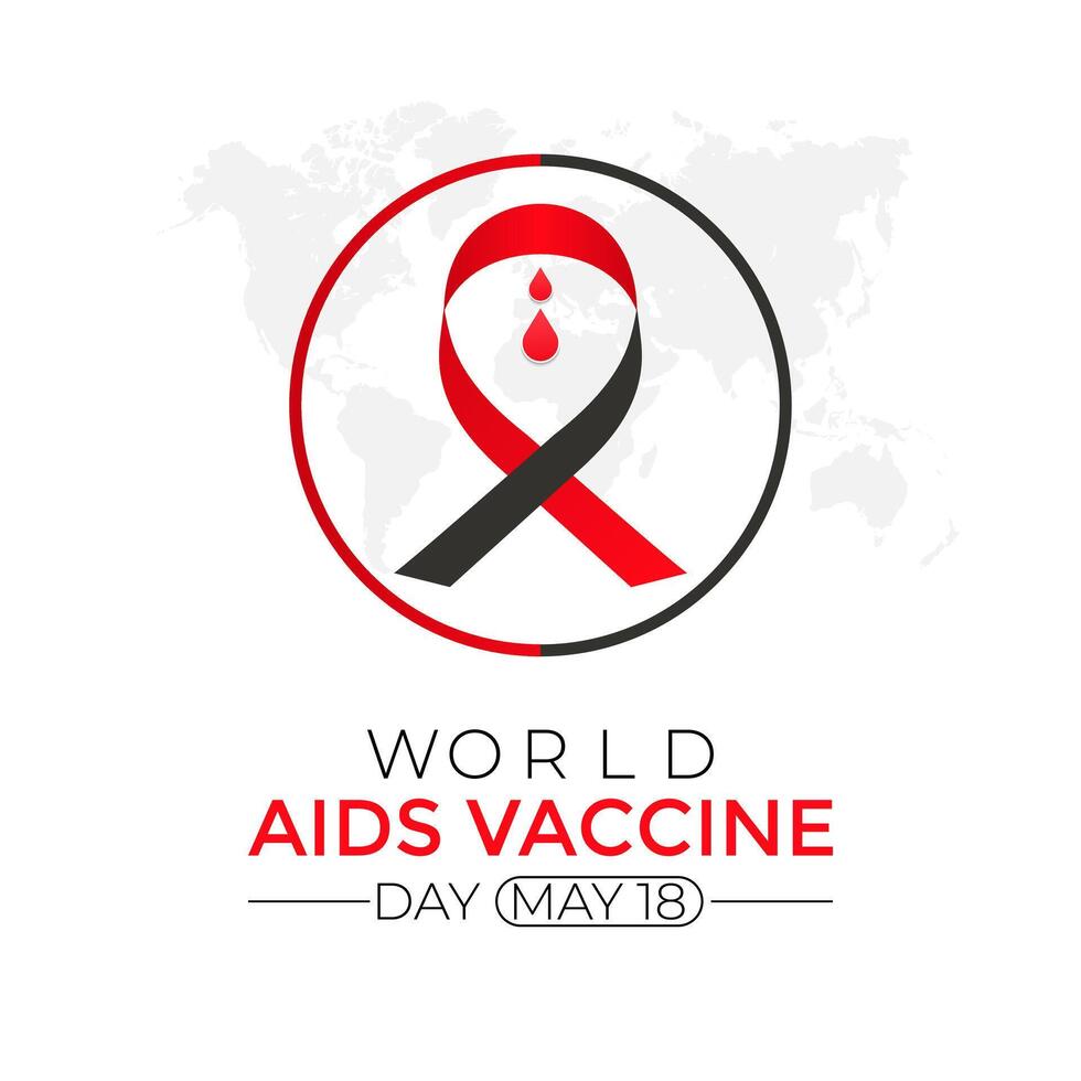World aids vaccine day celebration. Red AIDS Ribbon and HIV vaccine awareness illustration . flat design. flyer design.flat illustration. vector