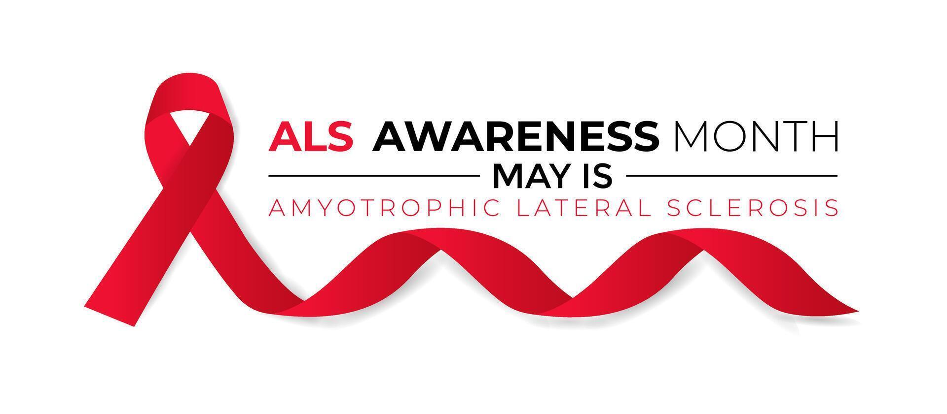 Als awareness month is observed each year in may. It's raise awareness of the disease, share stories from people living with ALS. Banner poster, flyer and background design. vector