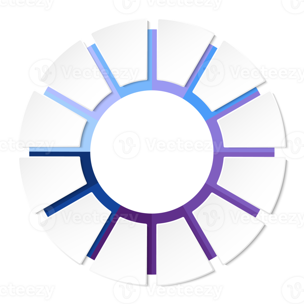 Blue tone circle infographic with 12 steps, process or options. Presentation slide template. Infographic layout design. png