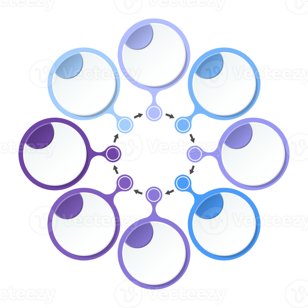 Blue tone circle infographic with 8 steps, process or options. Presentation slide template. infographic layout design. png