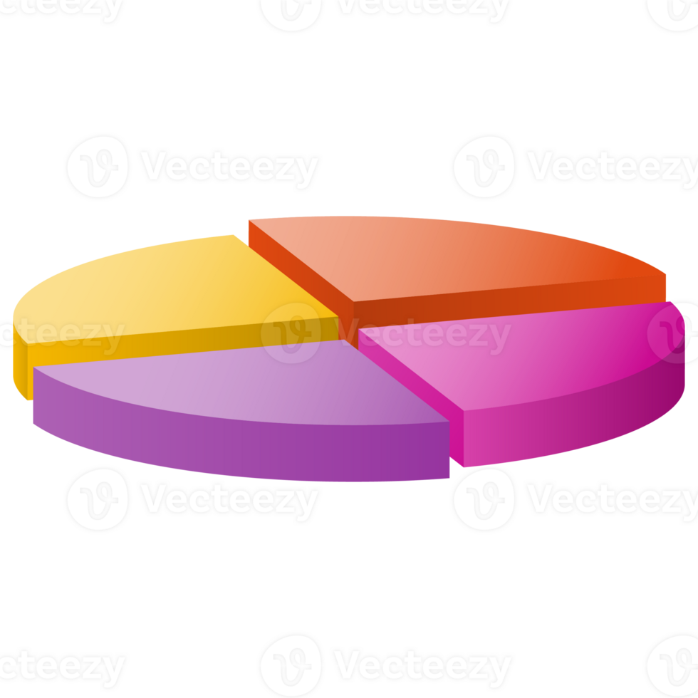 3D cycle diagram for infographics. Chart with 4 parts, options. Can be used for graph, report, presentation, brochure, web design. png