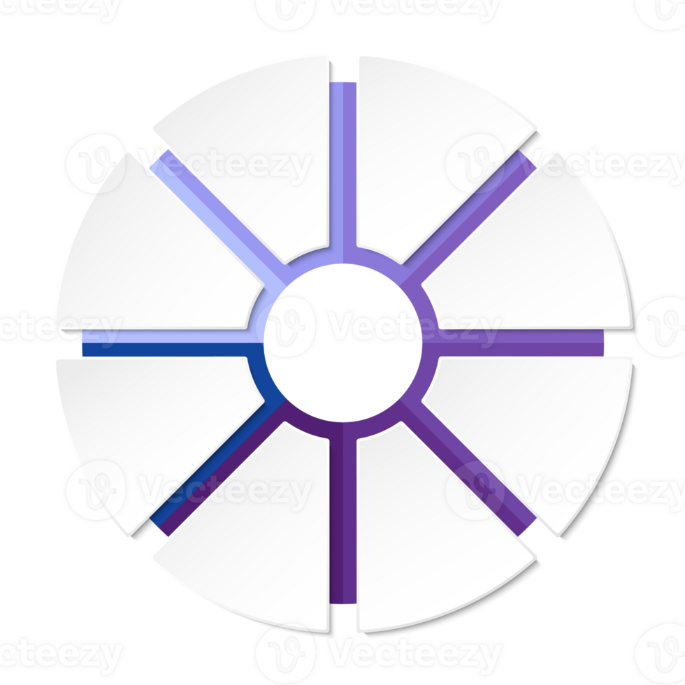 Blue tone circle infographic with 8 steps, process or options. Presentation slide template. Infographic layout design. png