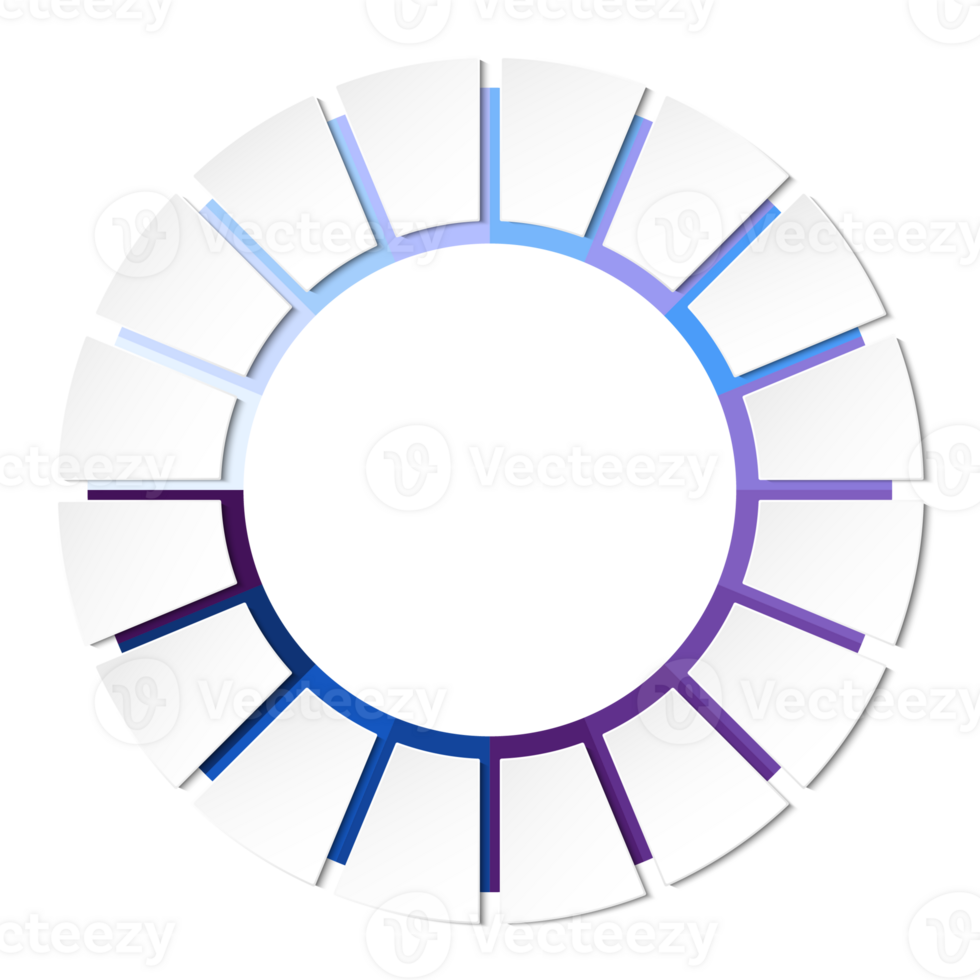 Blue tone circle infographic with 16 steps, process or options. Presentation slide template. Infographic layout design. png