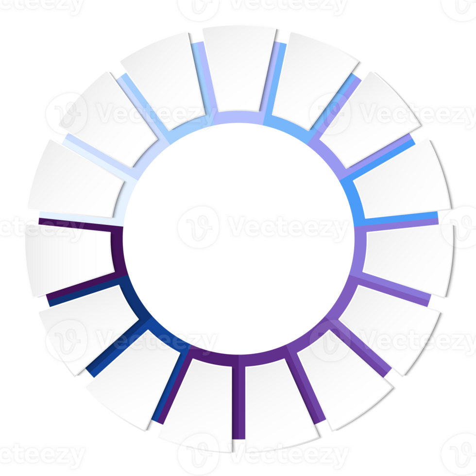 Blue tone circle infographic with 15 steps, process or options. Presentation slide template. Infographic layout design. png