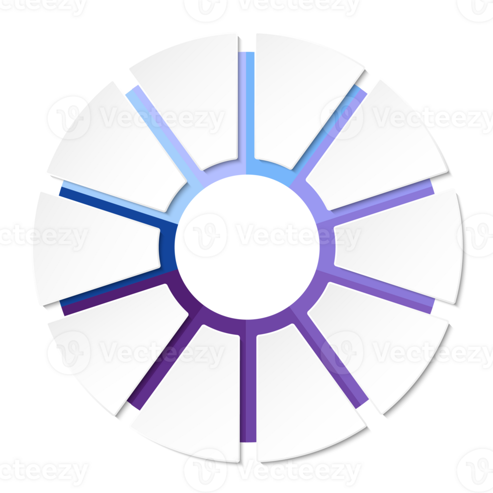Blue tone circle infographic with 10 steps, process or options. Presentation slide template. Infographic layout design. png